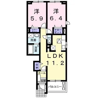 ソレアード・K 弐番館【1階】の間取り