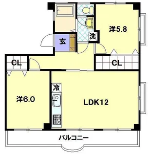 シャンドゥブレ北栄【2階】の間取り