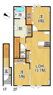 サンシエル岡造道【2階】の間取り