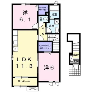 ヌーベルカクマンB【2階】の間取り