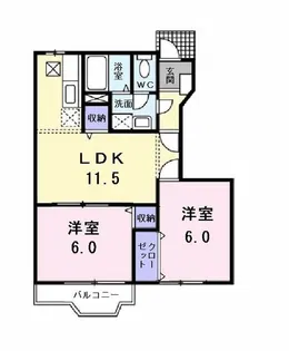 スウィートパステル【1階】の間取り