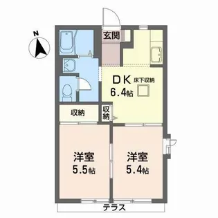 ヴィラージュ折立【1階】の間取り