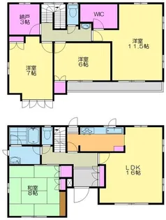 神奈川県厚木市下荻野【一戸建】の間取り