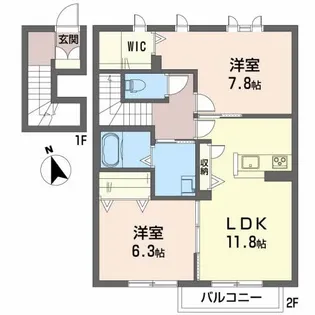 2LDKの間取り画像