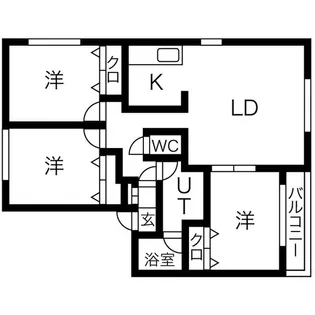 エクセラン新琴似【2階】の間取り
