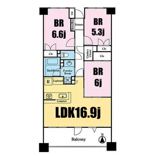 グランエルズ横浜【5階】の間取り