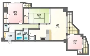 日宝ロイヤルハイツ桑津【9階】の間取り