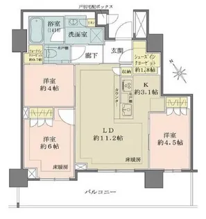 ザ・パークハウス戸越公園タワー【5階】の間取り