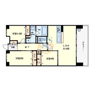 ハルモシティ【14階】の間取り