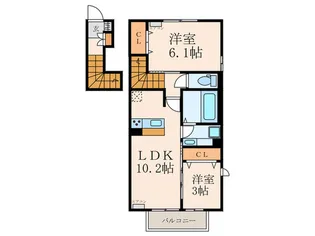 プレステージ城野駅南【2階】の間取り