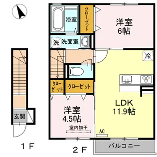 ハッピーコーポC【2階】の間取り