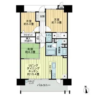 サーパス学南町【5階】の間取り