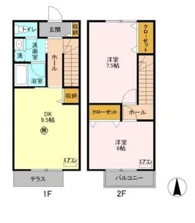 レピュート岡部B【2階】の間取り