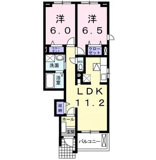 ブライト・スクエアB【1階】の間取り