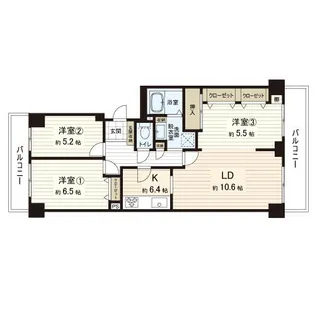 神戸パークシティC棟【3階】の間取り