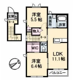 ヴァン・ベールB棟【2階】の間取り