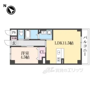 アスフォート野洲【3階】の間取り