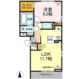 フルール・デ・シャン A【1階】の間取り