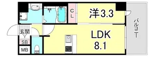 プレサンスブルーム新神戸【14階】の間取り