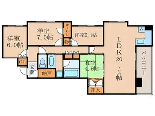 ライオンズ伏見寺田屋西グランフォート【5階】の間取り