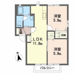 レジオン・ドヌールB【2階】の間取り