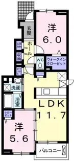 ラ ヴィ ベルA【1階】の間取り