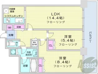 D’グラフォート札幌ステーションタワー【21階】の間取り