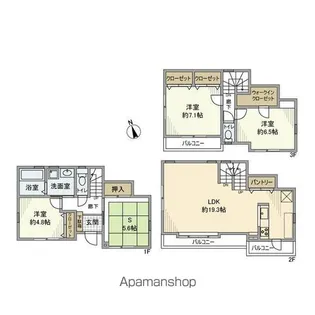 神奈川県横浜市中区本牧間門【一戸建】の間取り