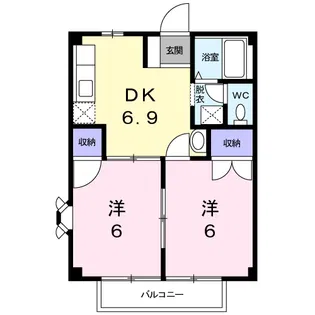フリーハイツ【1階】の間取り