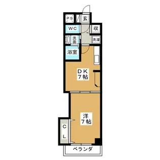 ヴィルヌーブ平安【6階】の間取り
