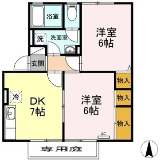 ビューラー福泊 B棟【1階】の間取り