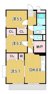 コットンアヴェニュー【3階】の間取り