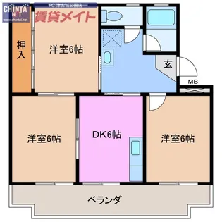 修成ハイデンス【3階】の間取り