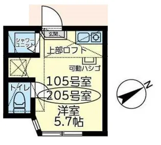 ユナイト中野島アルバトロス【2階】の間取り