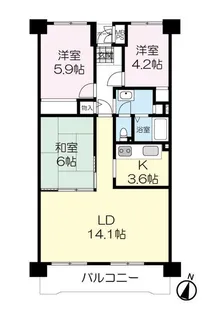 コープ野村桜ヶ丘【4階】の間取り
