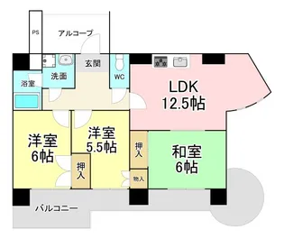 福岡県北九州市若松区白山2【マンション】の間取り