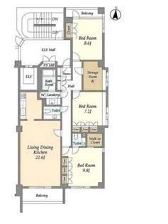 東京都渋谷区広尾2【マンション】の間取り
