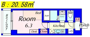 エスリードカレッジゲート南草津【10階】の間取り