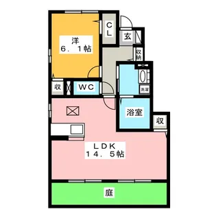 ミロワール鏡島【1階】の間取り