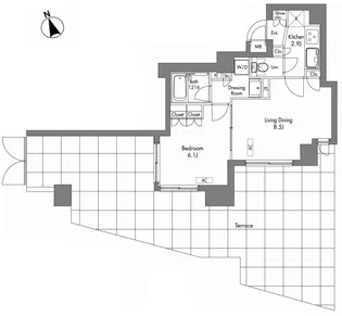 プラウドフラット神楽坂【1階】の間取り