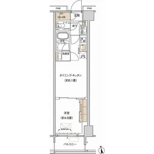 プライムネクサス大森北【6階】の間取り