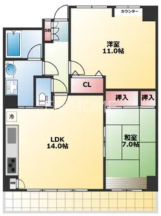 アーバンヒル上町【14階】の間取り