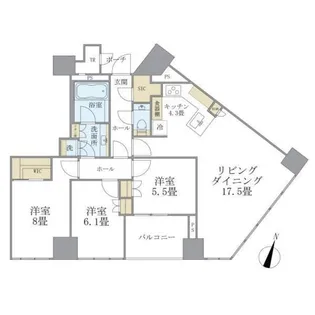 Brillia一番町【9階】の間取り