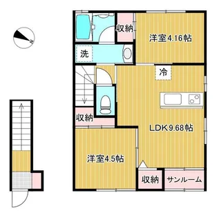 ヴィレッジ仁井田A【2階】の間取り