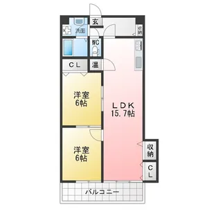 コンフォートフカヤ【7階】の間取り