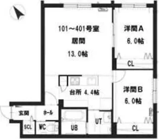 グランメール 東札幌5ー5【4階】の間取り