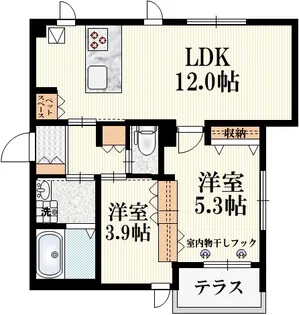 Refined Court 立川【1階】の間取り