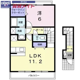 ウエストハイツ J&K【2階】の間取り