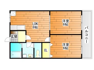 2LDKの間取り画像