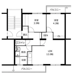 西長住1棟【4階】の間取り
